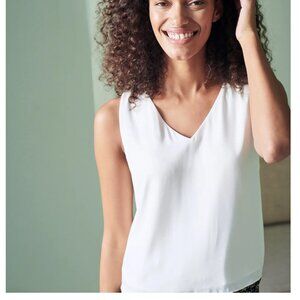 Quince White Silk Stretch Tank